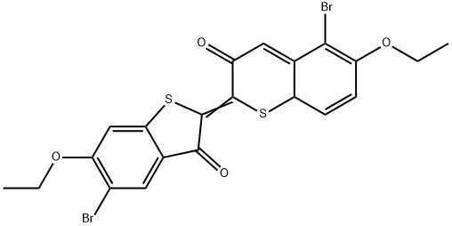 5,5'-ジブロモ-6,6'-ジエトキシ-Δ2,2'(3H,3'H)-ビベンゾ[b]チオフェン-3,3'-ジオン 化学構造式