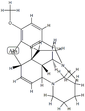 6,7-Didehydro-4,5α-epoxy-3-methoxy-17-methyl-8-piperidinomorphinan Struktur