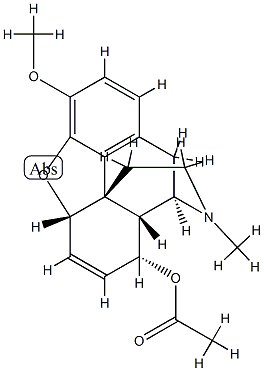 6,7-ジデヒドロ-4,5α-エポキシ-3-メトキシ-17-メチルモルフィナン-8α-オールアセタート 化学構造式