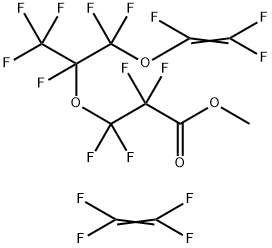 Propanoic acid, 3-[1-[difluoro [(trifluoroethenyl)oxy]methyl]-1,2,2,2-tetrafluoroethoxy]-2,2,3,3-tetrafluoro-, methyl ester, polymer with tetrafluoroethene Struktur
