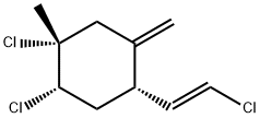 (1R)-1β,2β-ジクロロ-4β-[(E)-2-クロロビニル]-1-メチル-5-メチレンシクロヘキサン 化学構造式
