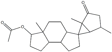 1',3'a,4',5',5'a,6',7',8',8'a,8'b-Decahydro-6'-hydroxy-1,4,5'a-trimethylspiro[bicyclo[3.1.0]hexane-6,3'(2'H)-as-indacen]-2-one 6'-acetate Struktur
