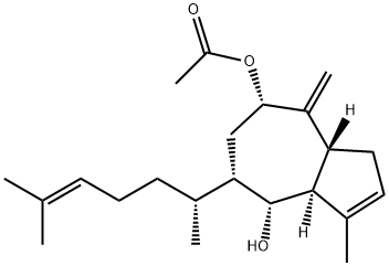 (3aS)-5α-[(R)-1,5-ジメチル-4-ヘキセニル]-1,3aα,4,5,6,7,8,8aβ-オクタヒドロ-3-メチル-8-メチレン-4α,7α-アズレンジオール7-アセタート 化学構造式