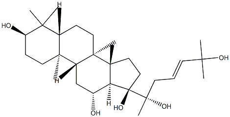 (23E)-5α-ダンマラ-23-エン-3α,12β,17,20,25-ペンタオール 化学構造式