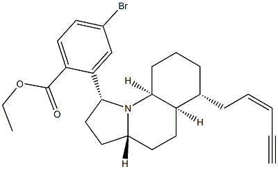 4-ブロモ安息香酸2-[(1R,3aα,5aβ,6β,9aβ)-ドデカヒドロ-6-[(Z)-2-ペンテン-4-イニル]ピロロ[1,2-a]キノリン-1β-イル]エチル 化学構造式