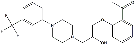 2'-[2-ヒドロキシ-3-[4-(α,α,α-トリフルオロ-m-トリル)ピペラジノ]プロポキシ]アセトフェノン 化学構造式