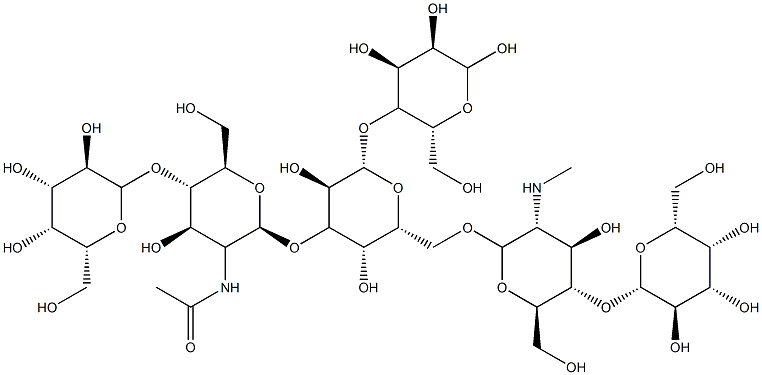O-BETA-D-吡喃半乳糖基-(1-4)-O-2-(乙酰氨基)-2-脱氧-BETA-D-吡喃葡萄糖基-(1-3)-O-[O-BETA-D-吡喃半乳糖基-(1-4)-2-(乙酰氨基)-2-脱氧-BETA-D-吡喃葡萄糖基-(1-6)]-O-BETA-D-吡喃半乳糖基-(1-4)-D-葡萄糖, 64003-52-7, 结构式