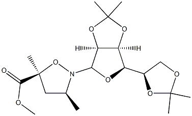 (3S)-2-(2-O,3-O:5-O,6-O-Diisopropylidene-α-D-mannofuranosyl)-3β,5-dimethyl-5β-isoxazolidinecarboxylic acid methyl ester 结构式