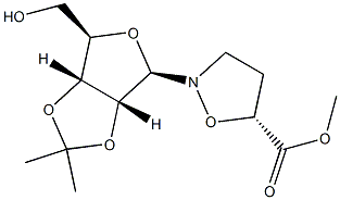 (5R)-2-(2-O,3-O-Isopropylidene-β-D-ribofuranosyl)-5-isoxazolidinecarboxylic acid methyl ester Struktur