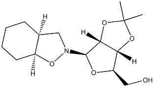 (3aS,3aβ,7aβ)-オクタヒドロ-2-(2-O,3-O-イソプロピリデン-β-D-リボフラノシル)-1,2-ベンゾイソオキサゾール 化学構造式