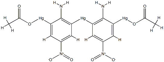 Bis[2-amino-3-acetoxymercurio(II)-5-nitrophenyl]mercury(II) Struktur
