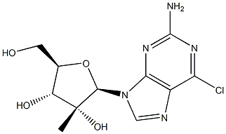 (2R,3R,4R,5R)-2-(2-アミノ-6-クロロ-9H-プリン-9-イル)-5-(ヒドロキシメチル)-3-メチルテトラヒドロフラン-3,4-ジオール 化学構造式