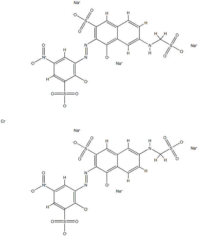 hexasodium hydrogen bis[4-hydroxy-3-[(2-hydroxy-5-nitro-3-sulphophenyl)azo]-6-[(sulphomethyl)amino]naphthalene-2-sulphonato(5-)]chromate(7-)  Structure