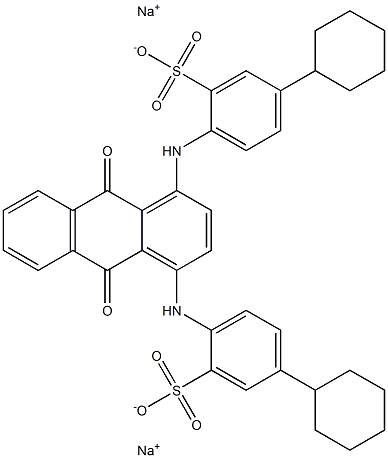2,2'-[(9,10-ジヒドロ-9,10-ジオキソアントラセン-1,4-ジイル)ジイミノ]ビス[5-シクロヘキシルベンゼンスルホン酸ナトリウム] 化学構造式