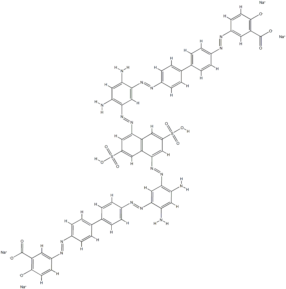 5,5'-[[3,7-Bis(sodiosulfo)naphthalene-1,5-diyl]bis[azo(4,6-diamino-3,1-phenylene)azo[1,1'-biphenyl]-4',4-diylazo]]bis[2-hydroxybenzoic acid sodium] salt,6409-89-8,结构式