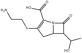 3-(2-アミノエチルチオ)-6-(1-ヒドロキシエチル)-7-オキソ-1-アザビシクロ[3.2.0]ヘプタ-2-エン-2-カルボン酸 化学構造式