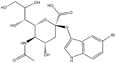 5-N-acetylneuraminic acid-5-bromo-3-indolyl-alpha-ketoside Struktur