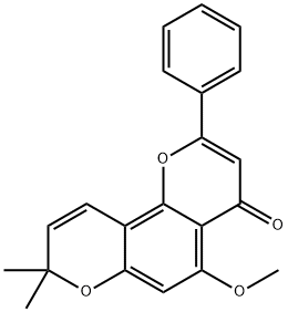 5-Methoxy-2-phenyl-8,8-dimethyl-4H,8H-benzo[1,2-b:3,4-b']dipyran-4-one Struktur