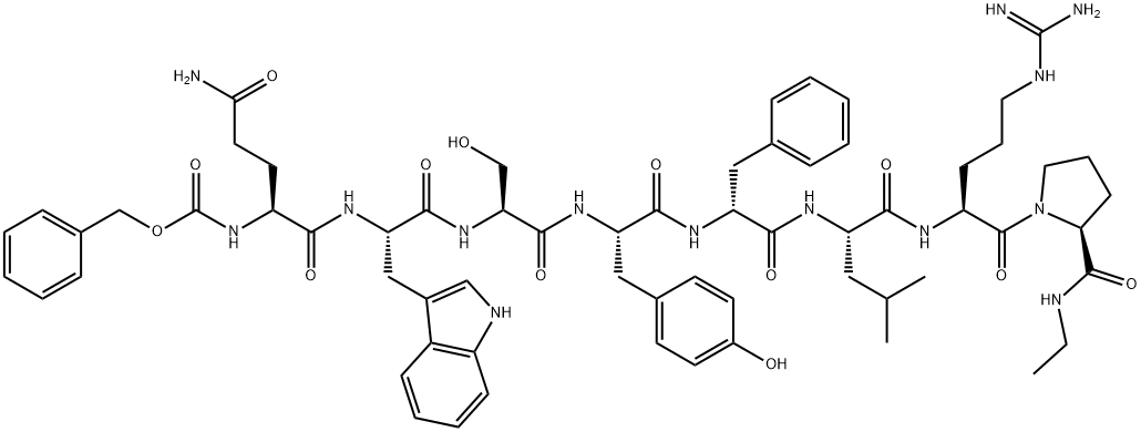 LHRH, Gln(1)-des-His(2)-Phe(6)-N-Et-ProNH2(9)- Struktur
