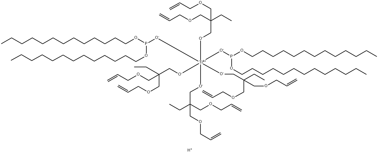 四(2,2-二烯丙基氧甲基-1-丁氧基)钛二(双十三烷基)亚磷酸酯, 64157-14-8, 结构式