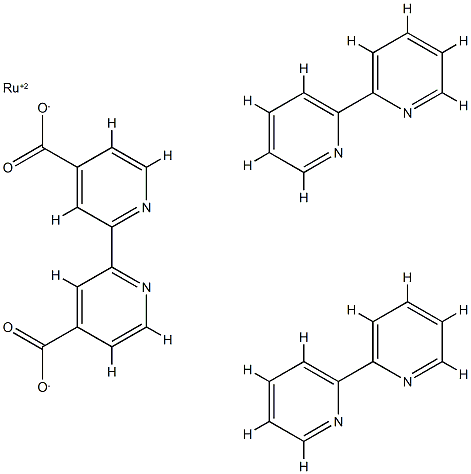 ruthenium bis(bipyridine)dicarboxybipyridine Structure