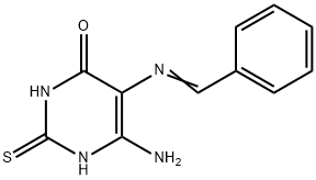 6-氨基-5-(苯亚甲基氨基)-2-硫代-2,3-二氢嘧啶-4(1H)-酮, 64232-83-3, 结构式
