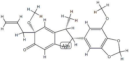 (2R)-3,5-Dihydro-5β-methoxy-2β-(7-methoxy-1,3-benzodioxol-5-yl)-3β-methyl-5-(2-propenyl)-6(2H)-benzofuranone Structure