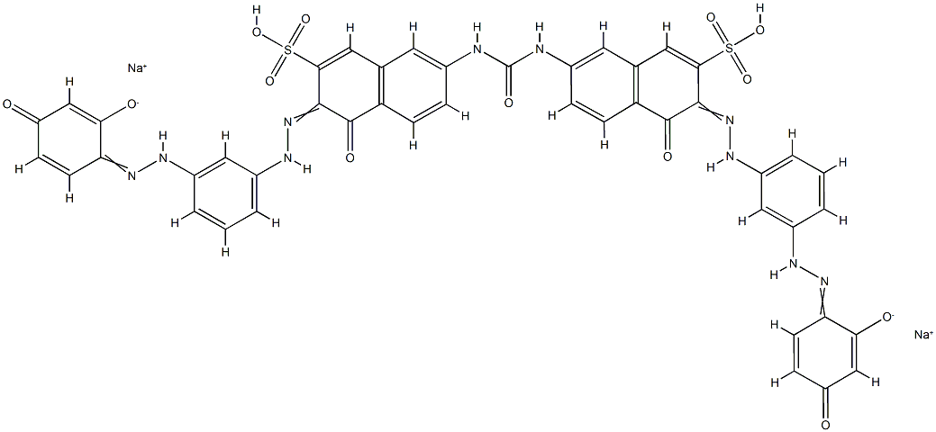 7,7'-Ureylenebis[4-hydroxy-3-[[3-[(2,4-dihydroxyphenyl)azo]phenyl]azo]naphthalene-2-sulfonic acid sodium] salt 结构式