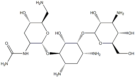 4-O-[6-Amino-2-[(aminocarbonyl)amino]-2,3,6-trideoxy-α-D-ribo-hexopyranosyl]-6-O-(3-amino-3-deoxy-α-D-glucopyranosyl)-2-deoxy-D-streptamine Structure