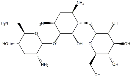4-O-(2,6-Diamino-2,3,6-trideoxy-α-D-ribo-hexopyranosyl)-6-O-(α-D-glucopyranosyl)-2-deoxy-D-streptamine Struktur