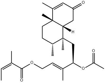 (Z)-2-Methyl-2-butenoic acid [(2E,4R)-4-acetoxy-3-methyl-5-[(1S)-1,2,3,4,4a,7,8,8aβ-octahydro-1,2α,4aβ,5-tetramethyl-7-oxonaphthalen-1-yl]-2-pentenyl] ester Structure