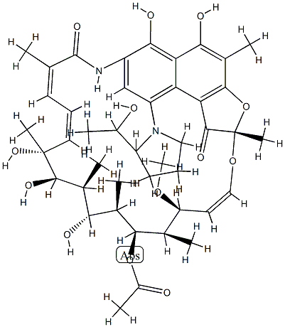 4-デオキシ-20-ヒドロキシ-4-[2-(1-ヒドロキシエチル)-1-ピロリジニル]リファマイシン 化学構造式
