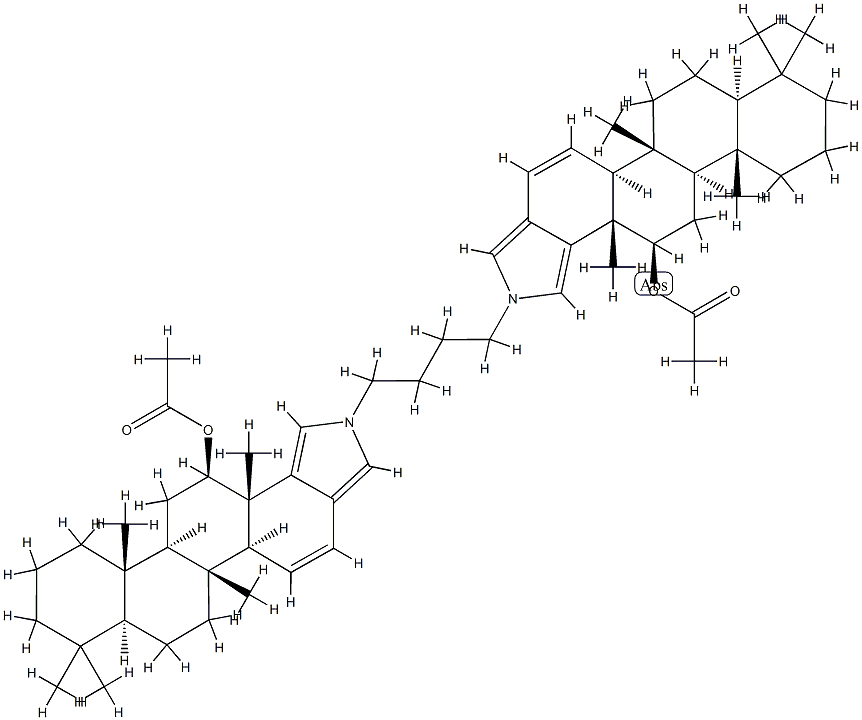 1',1'''-(1,4-Butanediyl)bis[4,4,8-trimethyl-1'H-D-homo-5α-androstano[17,17a-c]pyrrol-15-en-12β-ol acetate] Structure