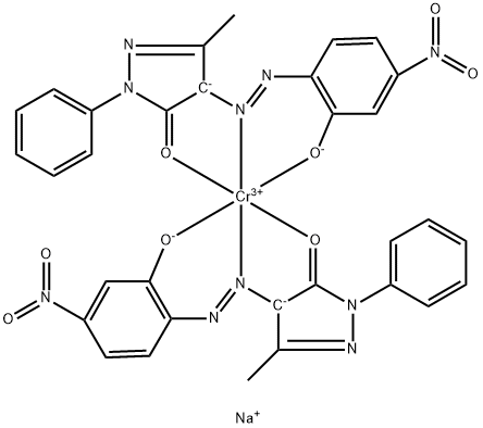 sodium bis[2,4-dihydro-4-[(2-hydroxy-4-nitrophenyl)azo]-5-methyl-2-phenyl-3H-pyrazol-3-onato(2-)]chromate(1-) Struktur