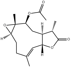 (1aR,4E,5aS,8S,8aS,10S,10aS)-10-Acetoxy-1a,3,5a,8,8a,9,10,10a-octahydro-4,8,10a-trimethyloxireno[5,6]cyclodeca[1,2-b]furan-7(2H)-one Structure