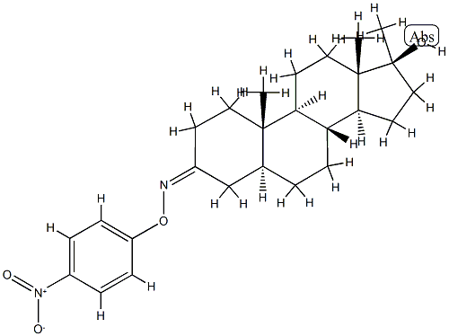 17β-Hydroxy-17α-methyl-5α-androstan-3-one O-(p-nitrophenyl)oxime Struktur