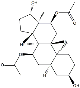 5β-アンドロスタン-3α,7α,12α,17β-テトラオール7,12-ジアセタート 化学構造式