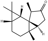 (6aR,1aS)-1,1aα,2,3,3a,3b,4,6b-オクタヒドロ-1,1,3aα,6α-テトラメチルシクロペンタ[2,3]シクロプロパ[1,2-a]シクロプロパ[c]ベンゼン-5(6H)-オン 化学構造式