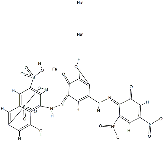 Ferrate(2-), [4-[[2,4-dihydroxy-5-[(2- hydroxy-4,6-dinitrophenyl)azo]phenyl]azo]-5-hydroxy -2,7-naphthalenedisulfonato(4-)]-, disodium Struktur