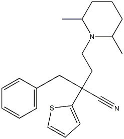 2,6-ジメチル-α-(フェニルメチル)-α-(2-チエニル)-1-ピペリジンブチロニトリル 化学構造式