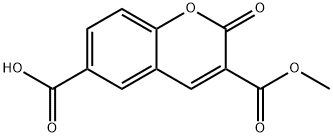 3-メトキシカルボニル-2-オキソ-α-クロメン-6-カルボン酸 化学構造式