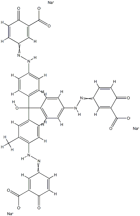 5,5'-[[[4-[(4-Hydroxy-3-sodiooxycarbonylphenyl)azo]-3-methylphenyl]hydroxymethylene]bis[(4,1-phenylene)azo]]bis[2-hydroxybenzoic acid sodium] salt Struktur