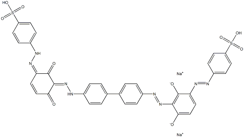 4,4'-[[1,1'-Biphenyl]-4,4'-diylbis[azo(2,4-dihydroxy-3,1-phenylene)azo]]bis[benzenesulfonic acid sodium] salt Structure