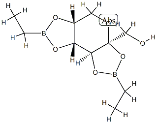 2-O,3-O:4-O,5-O-ビス(エチルボランジイル)-β-D-フルクトピラノース 化学構造式