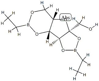 2-O,3-O:4-O,6-O-Bis(ethylboranediyl)-α-L-sorbofuranose Struktur