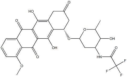 (S)-3,4-Dihydro-5,12-dihydroxy-7-Methoxy-4-[[2,3,6-trideoxy-3-[(trifluoroacetyl)aMino]-α-L-lyxo-hexopyranosyl]oxy]-2,6,11(1H)-naphthacenetrione, 64882-10-6, 结构式