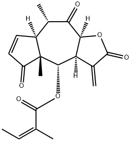 (Z)-2-Methyl-2-butenoic acid [(3aS)-2,3,3a,4,4a,5,7aα,8,9,9aα-decahydro-4aβ,8α-dimethyl-3-methylene-2,5,9-trioxoazuleno[6,5-b]furan-4α-yl] ester Structure