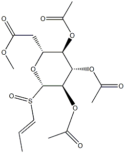 .beta.-D-Glucopyranose, 1-deoxy-1-(1-propenylsulfinyl)-, tetraacetate Struktur