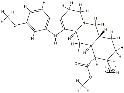 17α-ヒドロキシ-11-メトキシヨヒンバン-16α-カルボン酸メチル 化学構造式