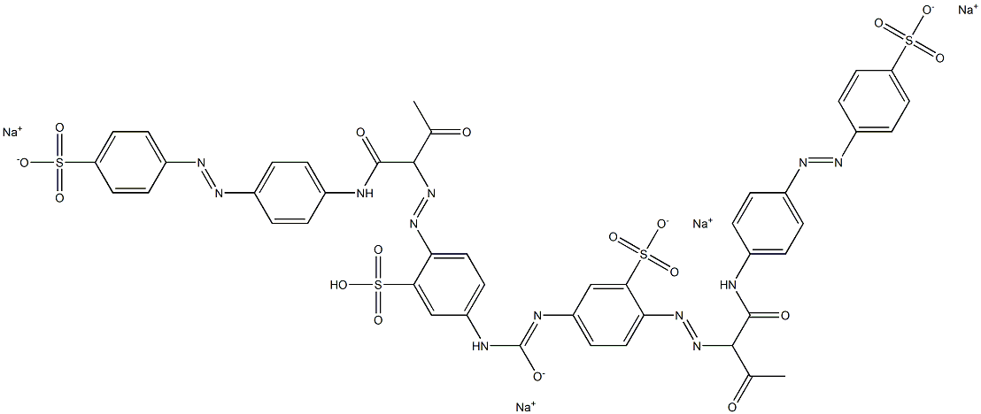 3,3'-ウレイレンビス[6-[[2-オキソ-1-[[4-[(4-ソジオスルホフェニル)アゾ]フェニル]アミノカルボニル]プロピル]アゾ]ベンゼンスルホン酸ナトリウム] 化学構造式